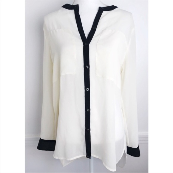 Sanctuary Tops - Sanctuary White/Blk Trim Blouse
